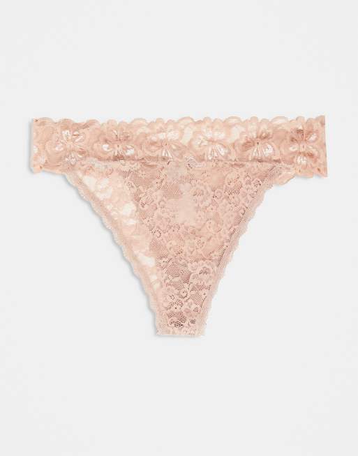 ASOS DESIGN - Minnie - Confezione da 3 brasiliane neutre in pizzo, 2 di 3