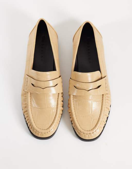 ASOS DESIGN Minnie loafer met gerimpeld detail in caramel croc, 2 van 4
