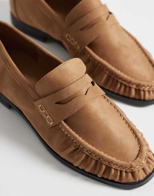 ASOS DESIGN - Minnie - Loafers van imitatiesuède met rimpeleffect in bruin, 4 van 4