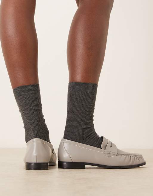 ASOS DESIGN - Minnie - Mocassins à détail froncé - Gris, 3 de 4