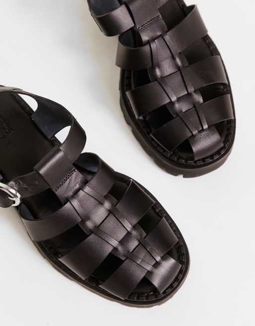 ASOS DESIGN - Minnow - Scarpe basse stile pescatore in pelle nera a pianta larga, 2 di 4