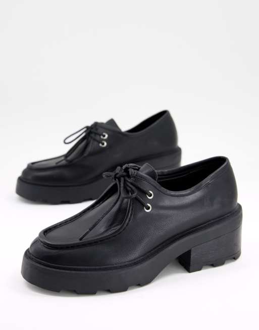 ASOS DESIGN - Minny - Platte veterschoenen met dikke zool in zwart