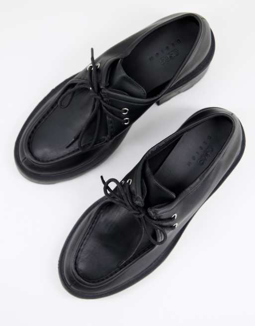 ASOS DESIGN - Minny - Platte veterschoenen met dikke zool in zwart, 4 van 4