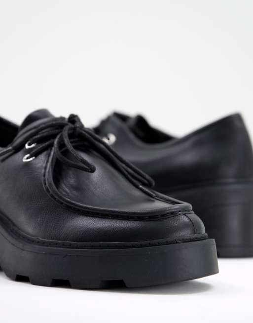 ASOS DESIGN - Minny - Scarpe chunky basse stringate nere, 3 di 4