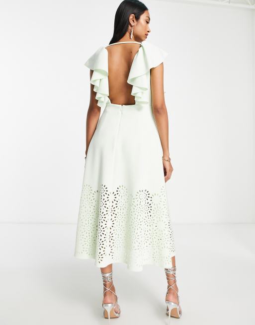 ASOS DESIGN – Mintgrön, midilång balklänning med djup urringning, 4 av 4