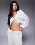 [ASOS DESIGN] ASOS DESIGN Mira cotton crinkle twist front beach top in white 14 White