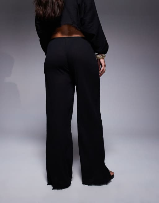 ASOS DESIGN - Mira - Pantalon de plage ample en coton froissé - Noir, 4 de 5