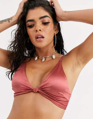 knot front bikini crop top
