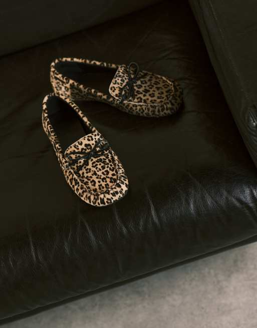 ASOS DESIGN Mirth premium leather bow detail loafers in leopard print, 4 of 4