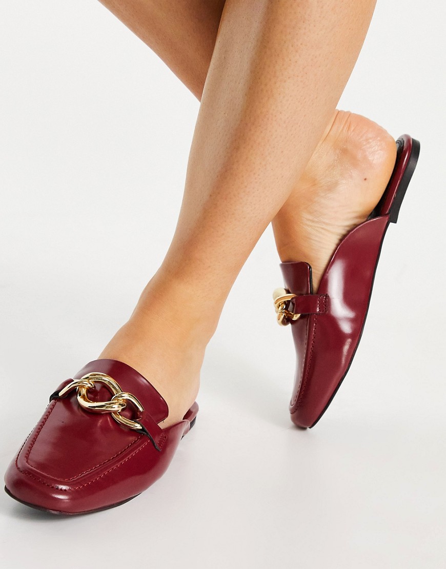 ASOS DESIGN Mischa leather chain loafer in red