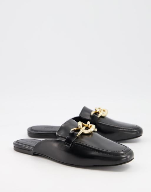 ASOS DESIGN - Mischa - Mocassini in pelle nera con catena