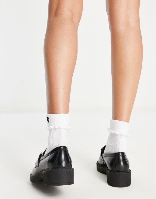 Asos design militant premium chunky leather loafer hot sale flat shoes