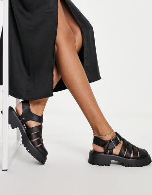 ASOS DESIGN Mermaid chunky fisherman shoes in black