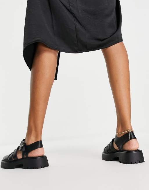 ASOS DESIGN – Mission – Svarta, grova, platta skor i fiskarstil, 2 av 4