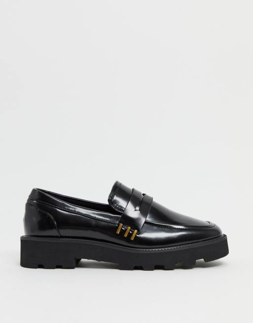 ASOS DESIGN – Mistie – Loafer mit dicker Sohle und eckiger Zehenpartie in Schwarz