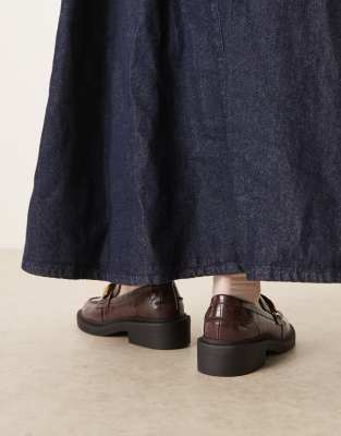 Asos Design Mistral Trim Detail Loafers In Brown