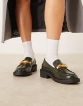 RAID Neely square toe loafers in brown snake