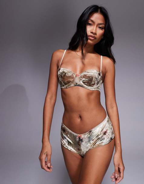 ASOS DESIGN Misty velvet lingerie in abstract floral - view 1