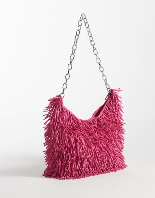ASOS DESIGN – Mit Perlen verzierte Schultertasche in Rosa, 4 von 4