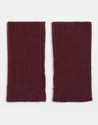 ASOS DESIGN - Mitaines côtelées courtes - Bordeaux-Rouge