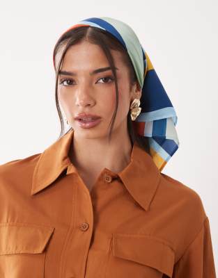 ASOS DESIGN - Mittelgroßes Kopftuch mit leuchtendem, vertikalem Muster-Bunt