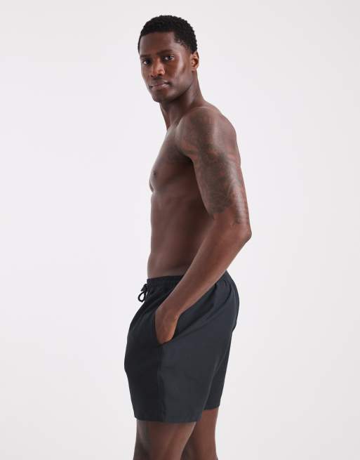 ASOS DESIGN – Mittellange Badeshorts in Schwarz, 3 von 5