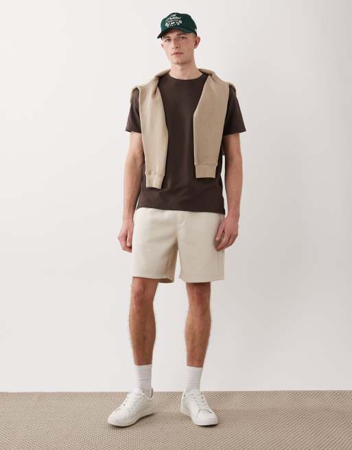 ASOS DESIGN – Mittellange Basic-Shorts aus Jersey in Wollweiß mit Oversize-Schnitt, 2 von 5