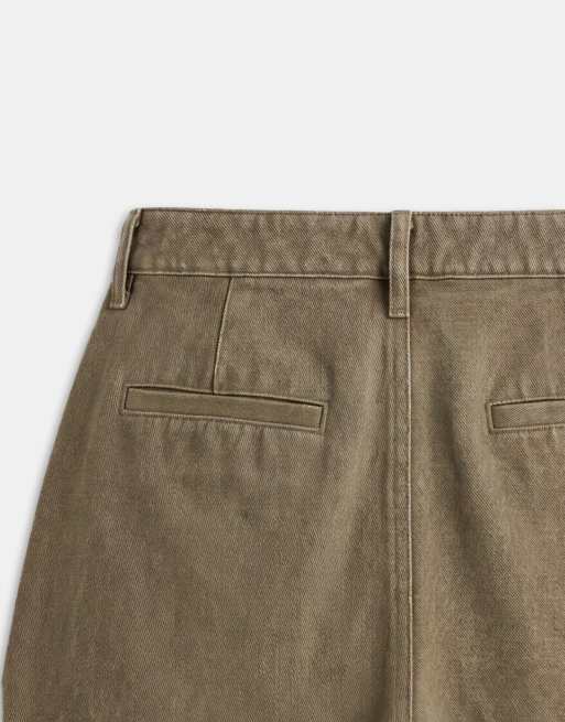 ASOS DESIGN – Mittellange Canvas-Jorts in Khaki mit Bundfalten, 9 von 9