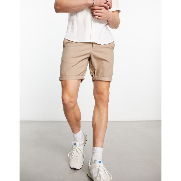 ASOS DESIGN Mittellange Chino Shorts mit engem Schnitt in Steinbeige ASOS