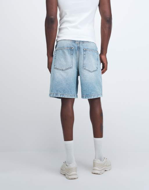 ASOS DESIGN – Mittellange Jeans-Jorts in hellblauer Waschung, 5 von 9