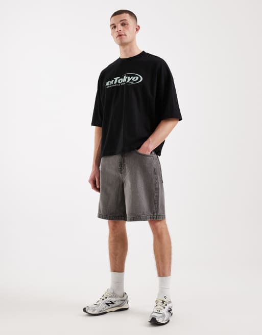 ASOS DESIGN – Mittellange Jeans-Jorts in verwaschenem Grau, 3 von 5