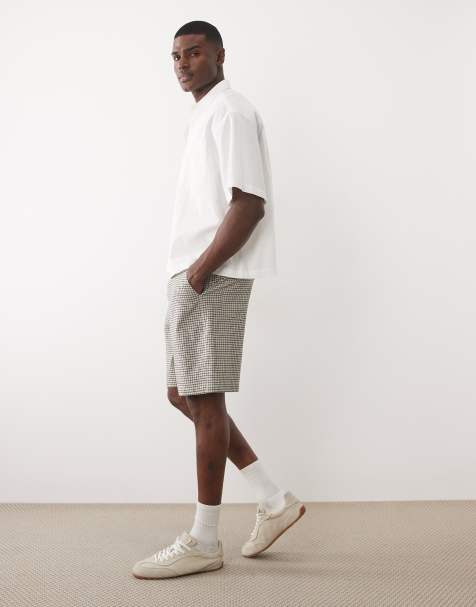 ASOS DESIGN – Mittellange Jorts aus kariertem Stoff mit Bundfalten und Schnürung - view 1