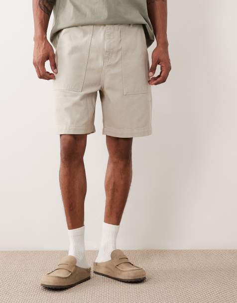 ASOS DESIGN – Mittellange Jorts in Steinbeige mit Taschen im Fatigue-Stil - view 1