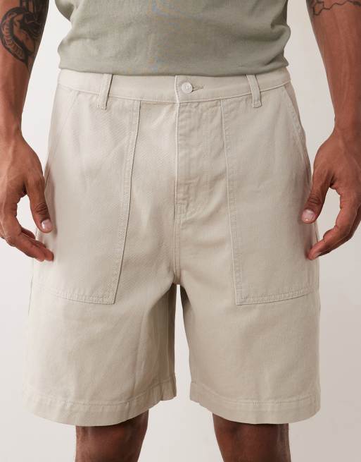ASOS DESIGN – Mittellange Jorts in Steinbeige mit Taschen im Fatigue-Stil, 5 von 5
