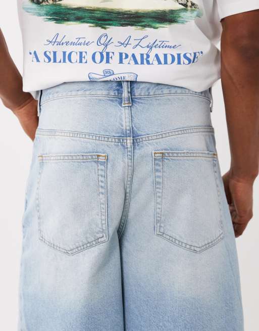 ASOS DESIGN – Mittellange Jorts in verwaschenem Hellblau mit Zierrissen, 5 von 5