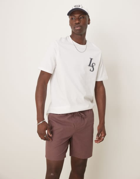 ASOS DESIGN – Mittellange Leinenmix-Shorts in Braun mit schmalem Schnitt - view 1