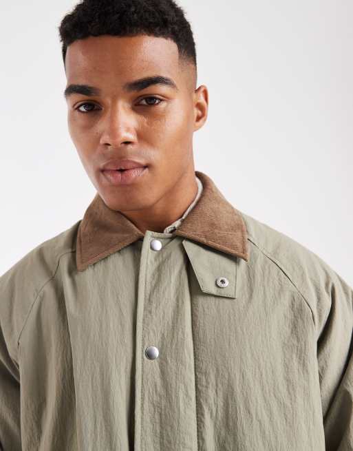 ASOS DESIGN – Mittellange Oversize-Barnjacke in hellem Khaki, 3 von 5