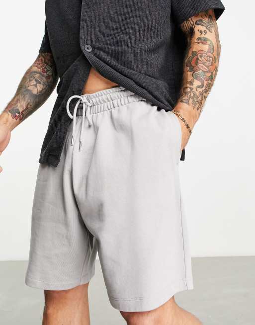 ASOS DESIGN – Mittellange Oversize-Shorts aus Jersey in Grau