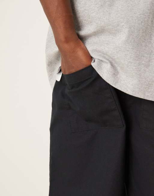 ASOS DESIGN – Mittellange Schlupf-Shorts aus Leinenmix in Schwarz, 4 von 5