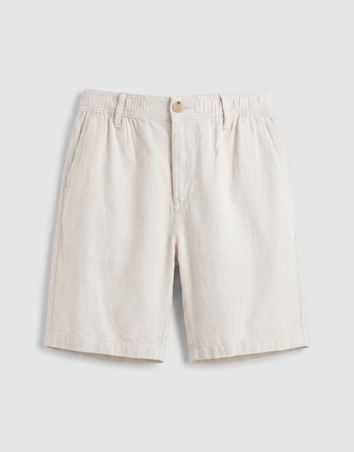 ASOS DESIGN – Mittellange Shorts aus Leinenmix in Steinbeige mit schmalem Schnitt, 6 von 7