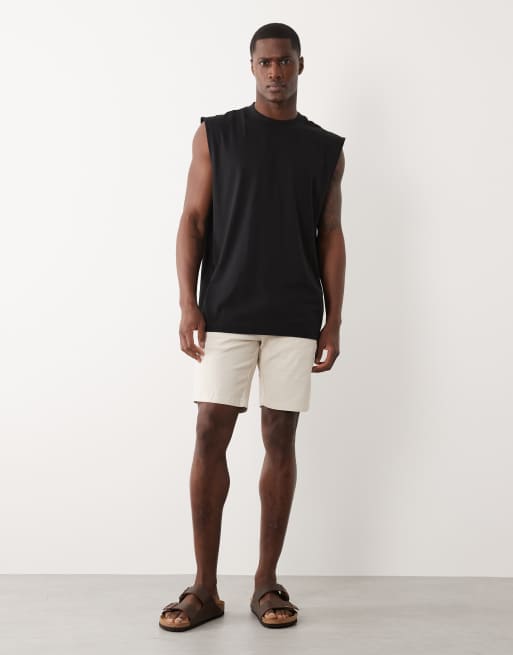 ASOS DESIGN – Mittellange Skinny-Fit-Chino-Shorts in Steinbeige, 2 von 5