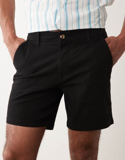ASOS DESIGN – Mittellange Slim-Fit-Chinoshorts in Schwarz, 4 von 5