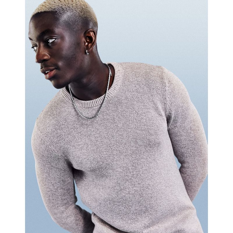 DESIGN – Mittelschwerer Pullover aus Baumwolle in Hafer mit Garndrehung