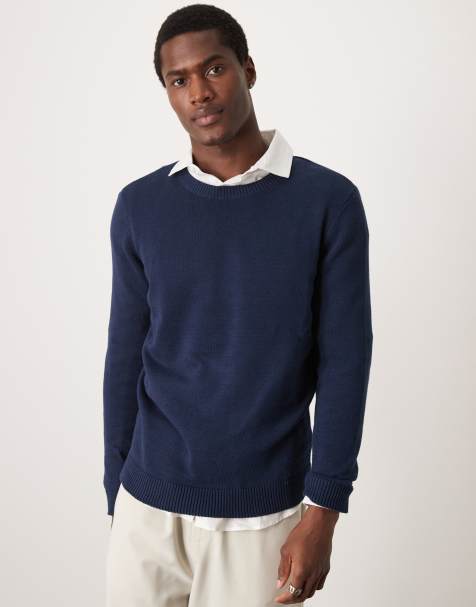ASOS DESIGN – Mittelschwerer Strickpullover in Marineblau - view 1