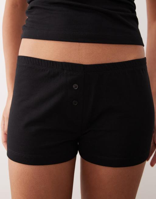 ASOS DESIGN Mix and Match 2 pack cheeky boxer pyjama shorts in black & grey marl, 2 of 4