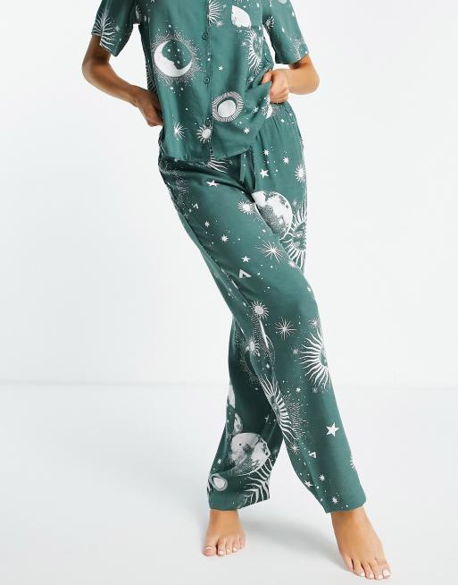 ASOS DESIGN Tall mix & match cotton pajama pants in sage