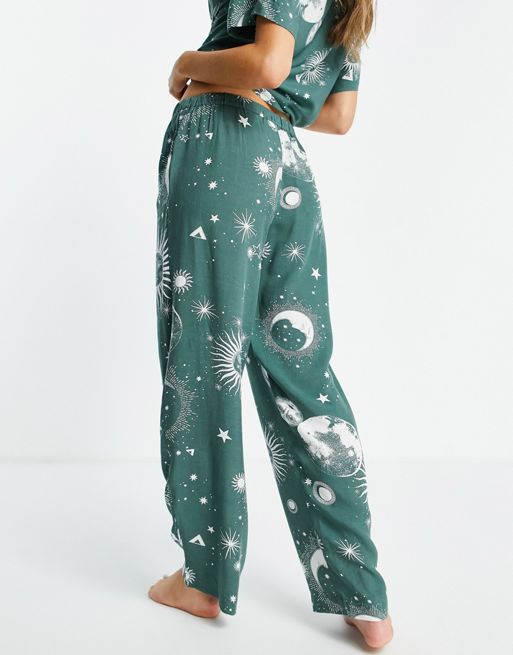 ASOS DESIGN Tall mix & match cotton pajama pants in sage