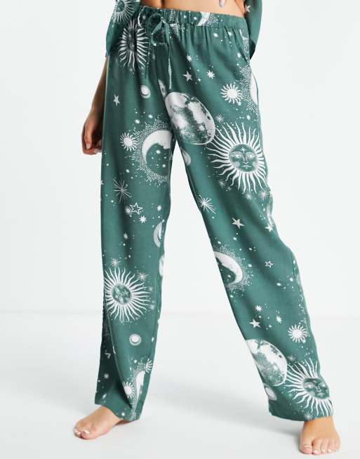 ASOS DESIGN Tall mix & match cotton pajama pants in sage