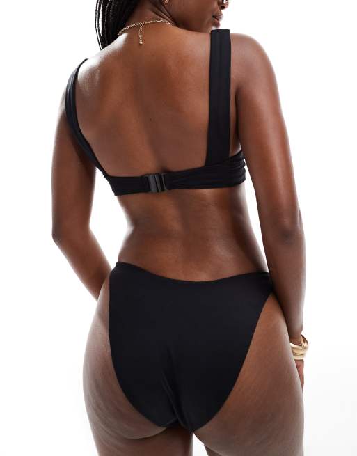 ASOS DESIGN Mix and Match Bikini Hufthose in Schwarz mit hohem Beinausschnitt ASOS