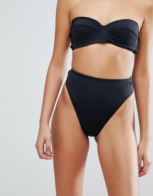 Asos Design Mix And Match Bikinihose Aus Recyceltem Material Mit Hohem Bund Hohem Beinausschnitt Und Osen Asos